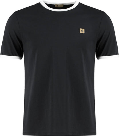 Gabicci Vintage Retro Ringer T-Shirt Black